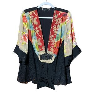 Vintage Spencer Alexis Silk Blend Kimono Style Floral Lace Blouse/Jacket  Size M
